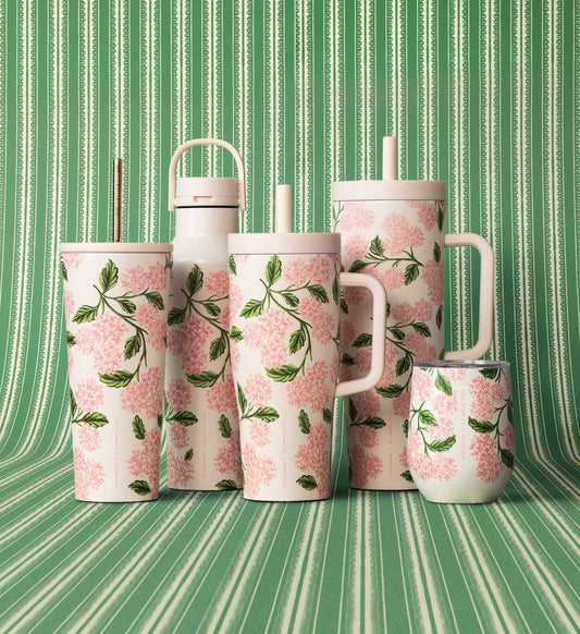 Stemless Wine Cup - Pink Hydrangea