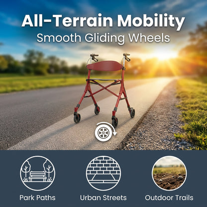 Ultra Lightweight Foldable Rollator for Adults – Z35 Walkers with Dual X-Design Supports 300 lbs Includes Carry Bag