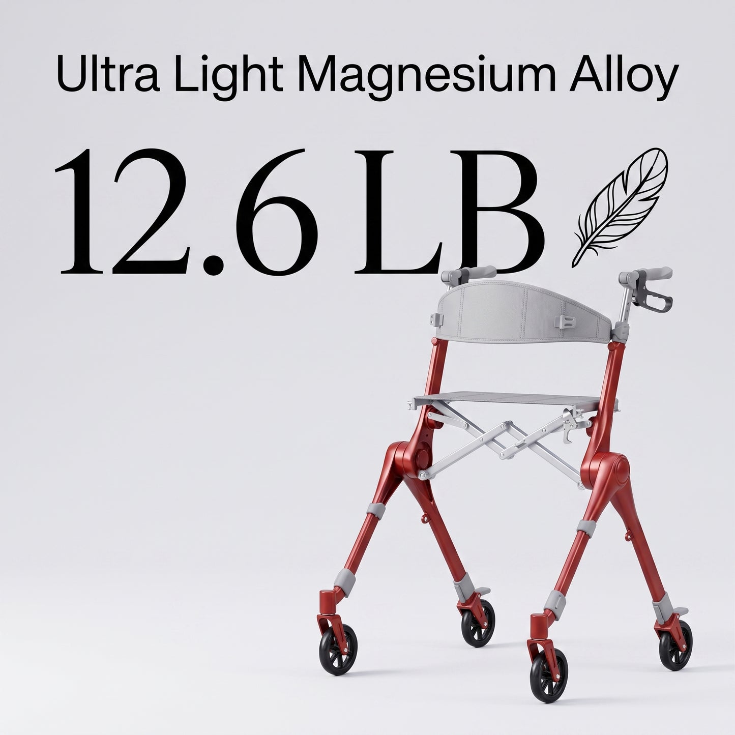 Ultra Lightweight Foldable Rollator for Adults – Z35 Walkers with Dual X-Design Supports 300 lbs Includes Carry Bag