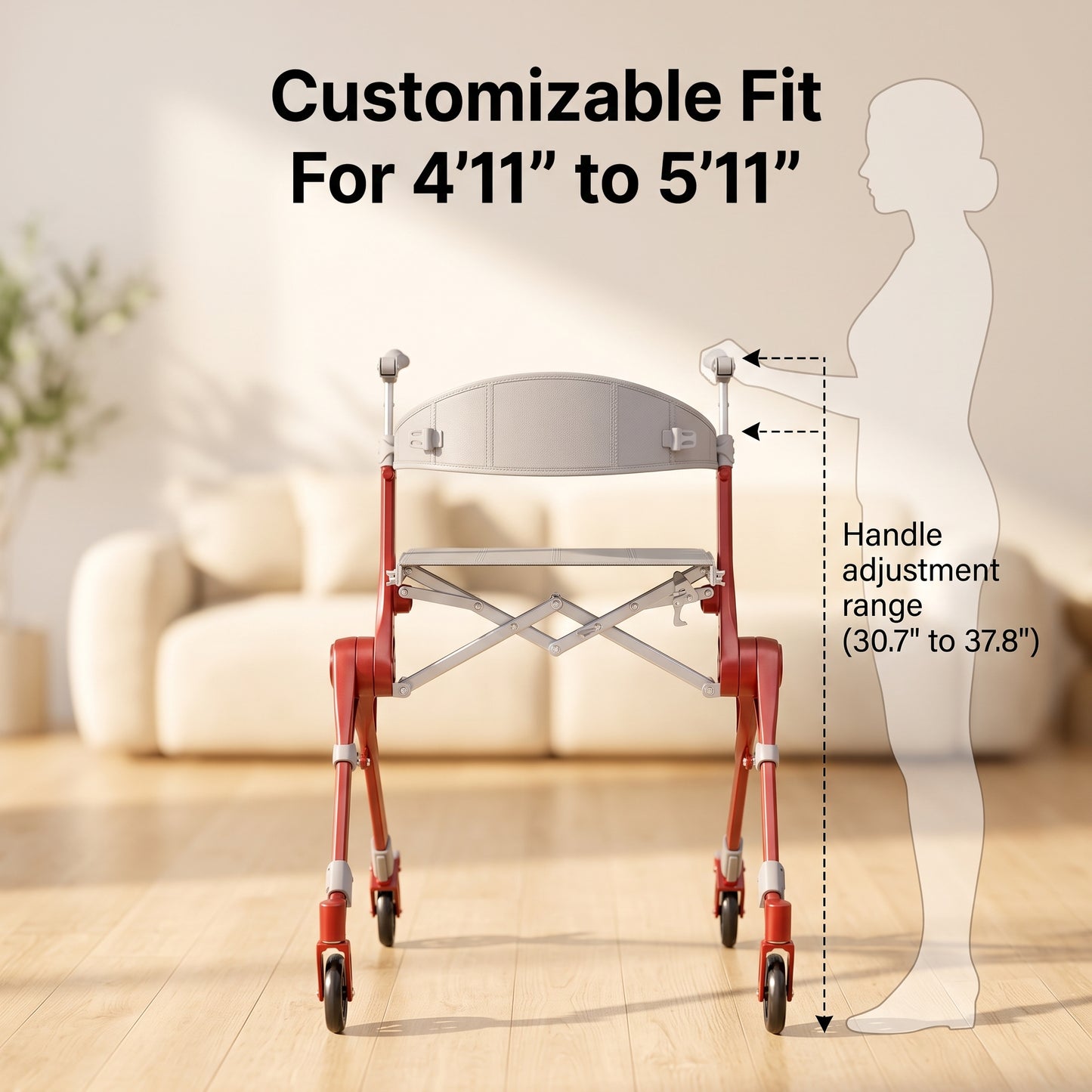 Ultra Lightweight Foldable Rollator for Adults – Z35 Walkers with Dual X-Design Supports 300 lbs Includes Carry Bag