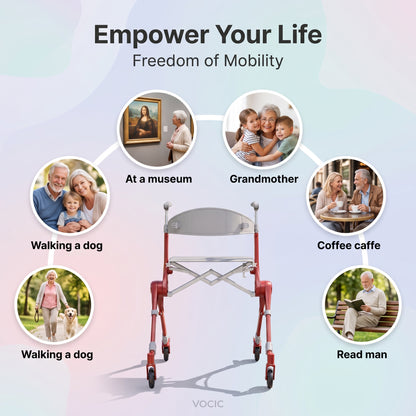 Ultra Lightweight Foldable Rollator for Adults – Z35 Walkers with Dual X-Design Supports 300 lbs Includes Carry Bag