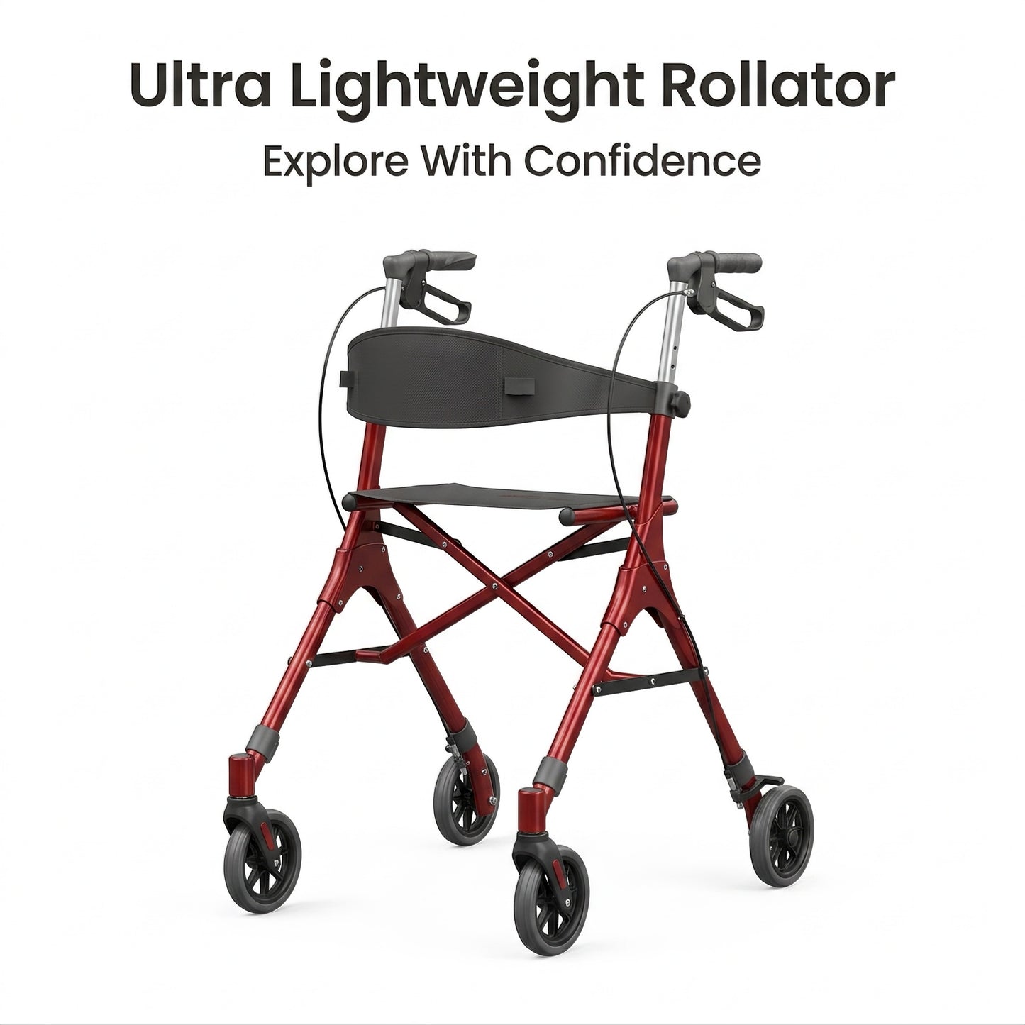Ultra Lightweight Foldable Rollator for Adults – Z35 Walkers with Dual X-Design Supports 300 lbs Includes Carry Bag