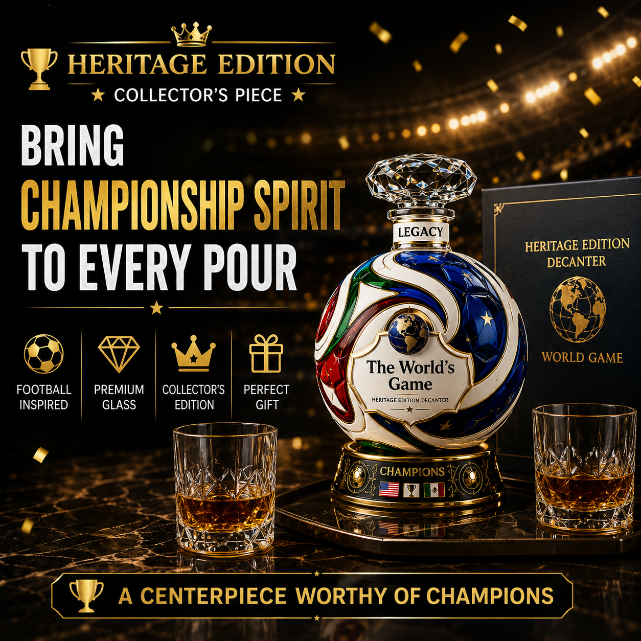 ⚽ Own the Glory: 2026 Match Ball Decanter – Heritage Edition